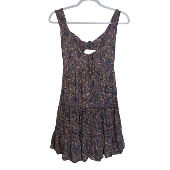 Angie Lavender Floral Sleeveless Dress with Twist Bow Detail Back Mini Size S - Picture 1 of 8